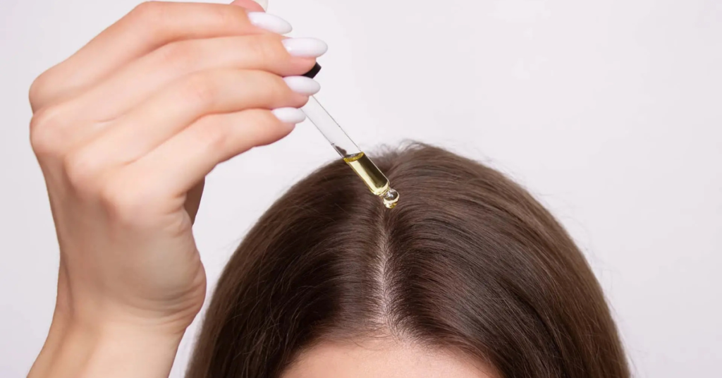 Oil applying on hair
