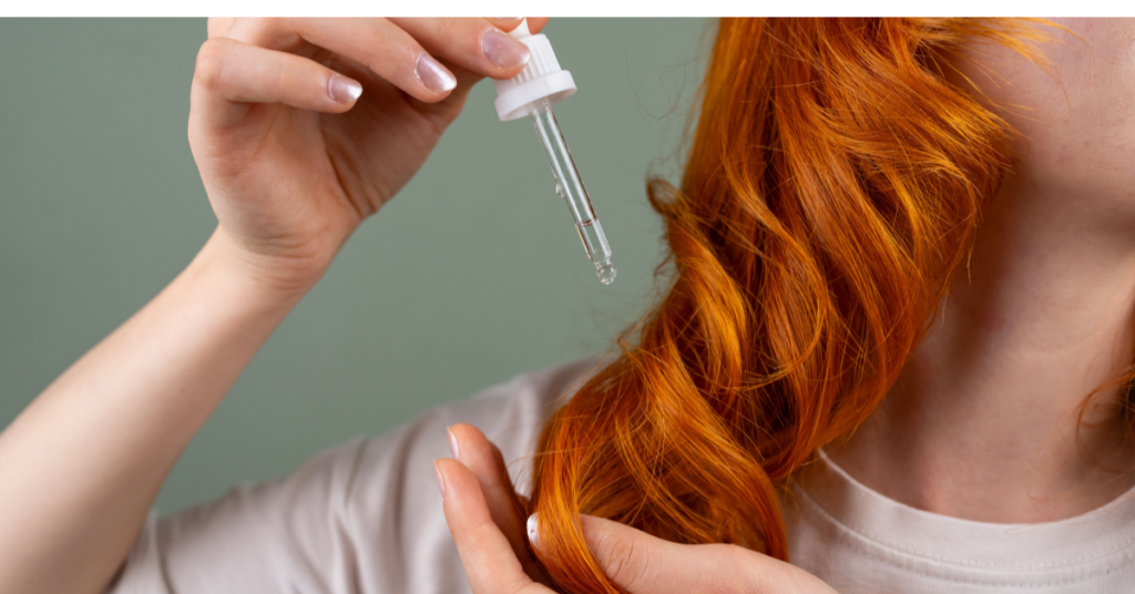 Applying scalp lotion for dry scalp after washing hair