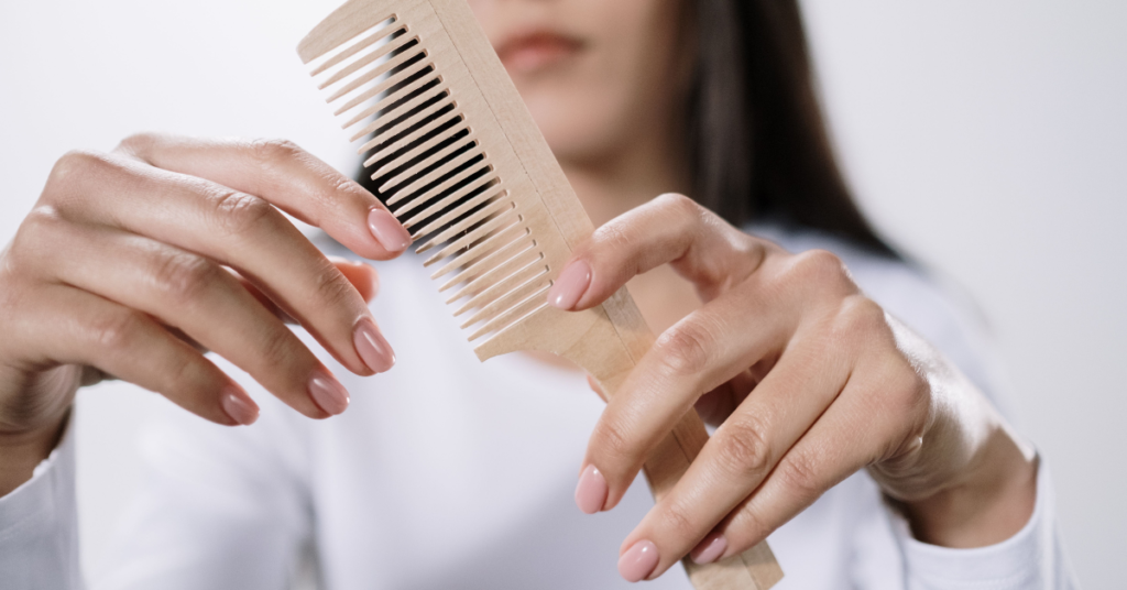 Woman following a healthy hair care routine for dry scalp